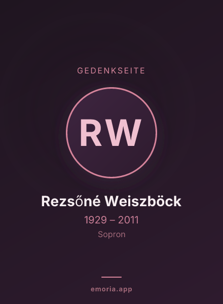 Gedenkportrait von Rezsőné Weiszböck