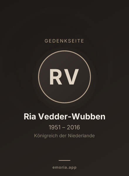 Gedenkportrait von Ria Vedder-Wubben