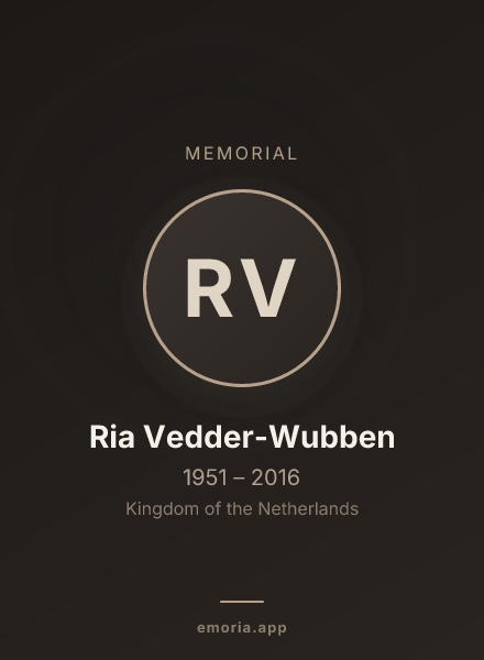 Memorial portrait of Ria Vedder-Wubben