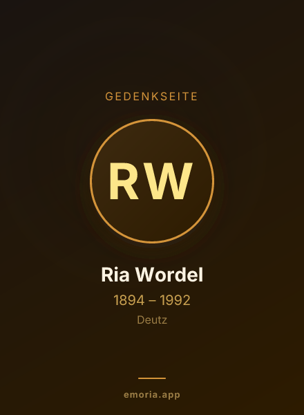 Gedenkportrait von Ria Wordel
