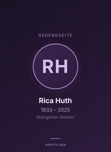 Gedenkportrait von Rica Huth