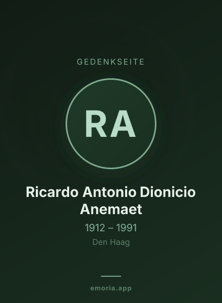 Gedenkportrait von Ricardo Antonio Dionicio Anemaet