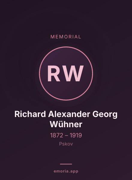 Memorial portrait of Richard Alexander Georg Wühner