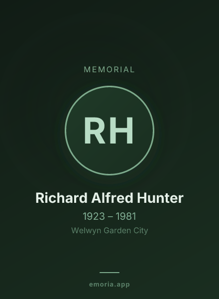 Memorial portrait of Richard Alfred Hunter