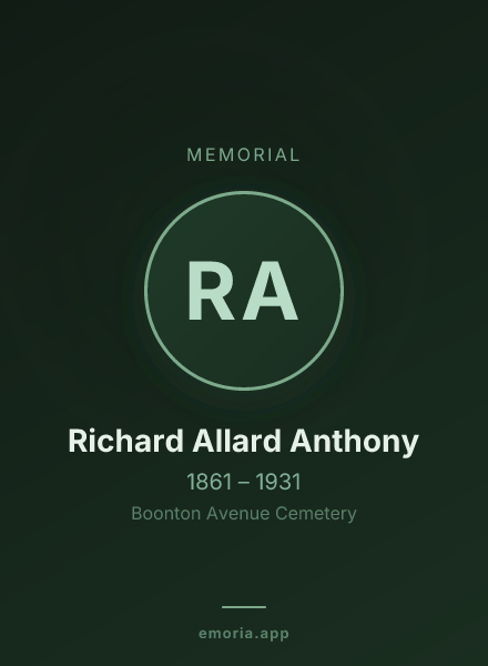 Memorial portrait of Richard Allard Anthony