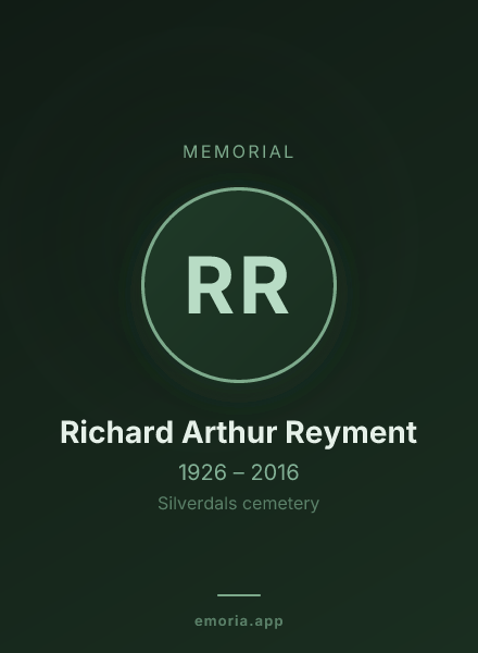Memorial portrait of Richard Arthur Reyment