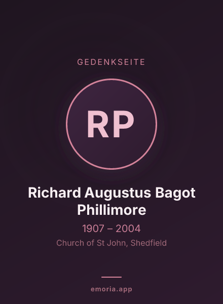 Gedenkportrait von Richard Augustus Bagot Phillimore