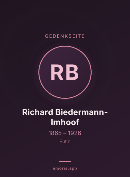 Gedenkportrait von Richard Biedermann-Imhoof