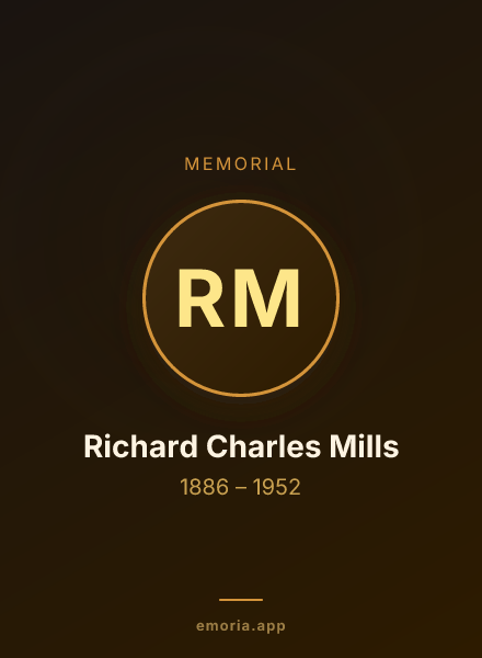 Memorial portrait of Richard Charles Mills