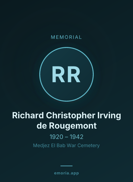 Memorial portrait of Richard Christopher Irving de Rougemont