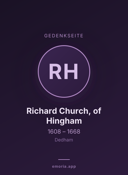 Gedenkportrait von Richard Church, of Hingham