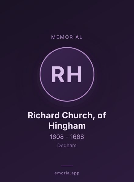 Memorial portrait of Richard Church, of Hingham