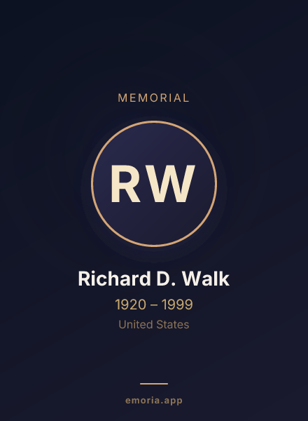 Memorial portrait of Richard D. Walk