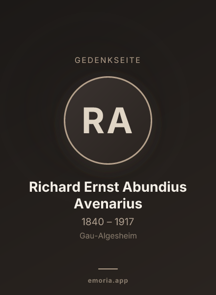 Gedenkportrait von Richard Ernst Abundius Avenarius