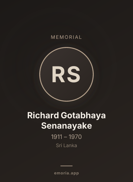 Memorial portrait of Richard Gotabhaya Senanayake