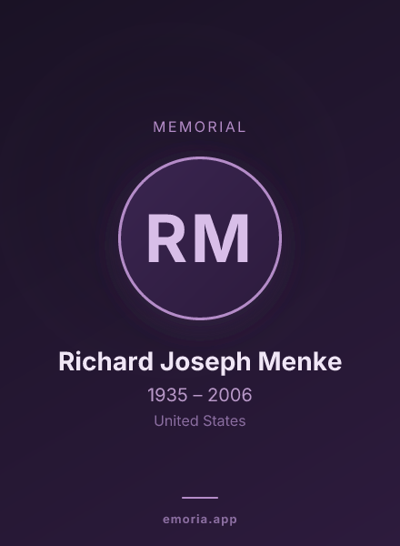 Memorial portrait of Richard Joseph Menke