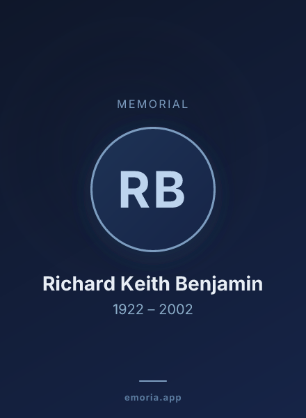 Memorial portrait of Richard Keith Benjamin