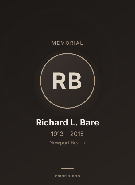 Memorial portrait of Richard L. Bare