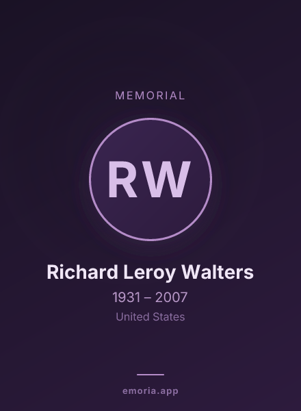 Memorial portrait of Richard Leroy Walters