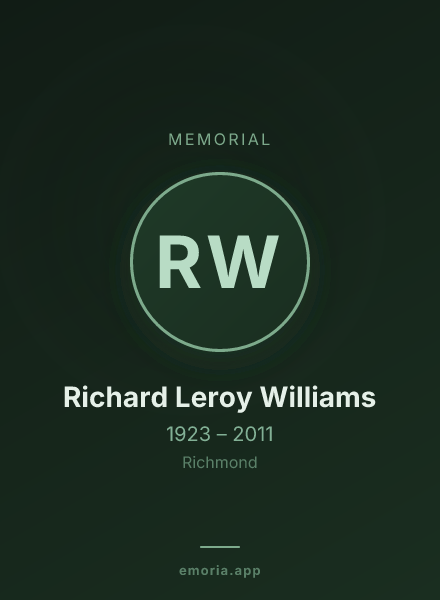 Memorial portrait of Richard Leroy Williams