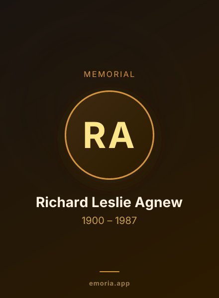 Memorial portrait of Richard Leslie Agnew