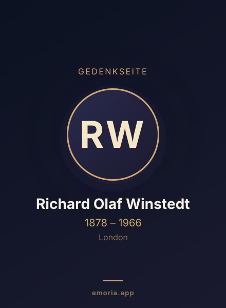 Gedenkportrait von Richard Olaf Winstedt