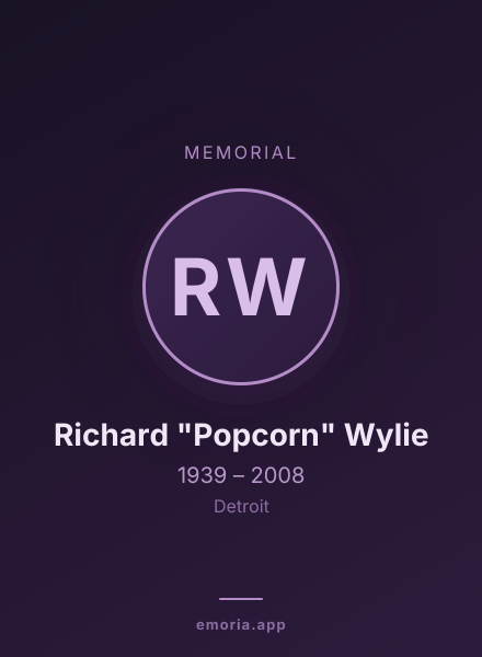 Memorial portrait of Richard "Popcorn" Wylie