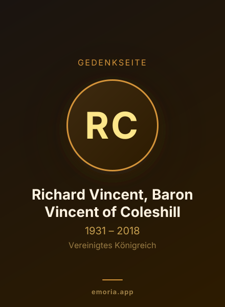 Gedenkportrait von Richard Vincent, Baron Vincent of Coleshill