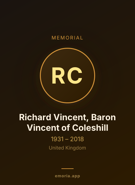 Memorial portrait of Richard Vincent, Baron Vincent of Coleshill