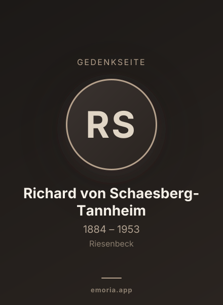 Gedenkportrait von Richard von Schaesberg-Tannheim