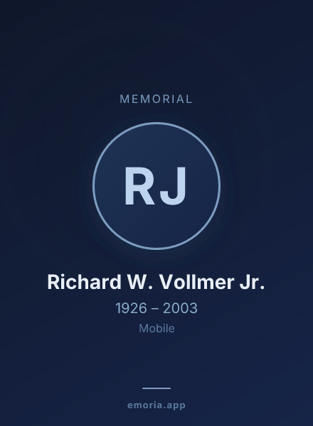 Memorial portrait of Richard W. Vollmer Jr.