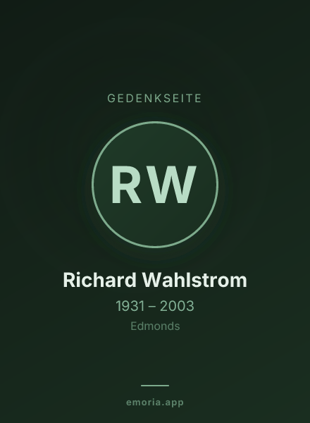 Gedenkportrait von Richard Wahlstrom