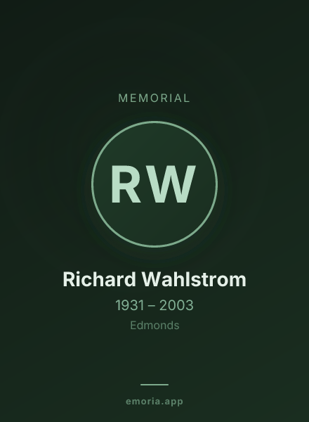 Memorial portrait of Richard Wahlstrom
