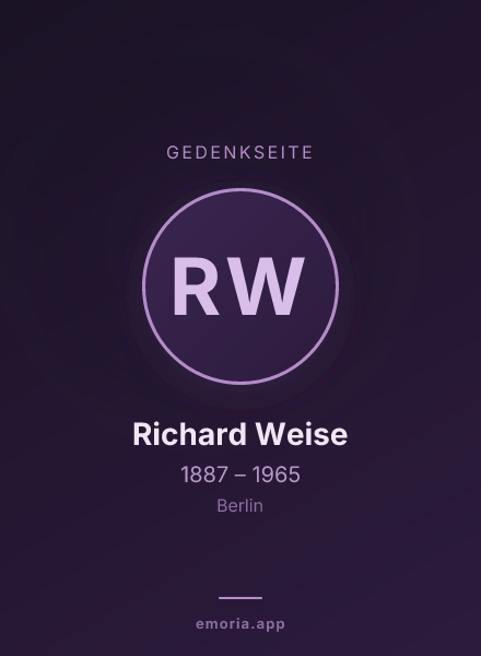 Gedenkportrait von Richard Weise