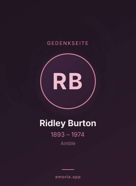 Gedenkportrait von Ridley Burton