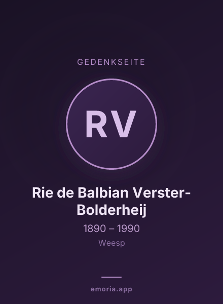 Gedenkportrait von Rie de Balbian Verster-Bolderheij