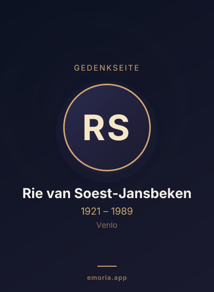 Gedenkportrait von Rie van Soest-Jansbeken