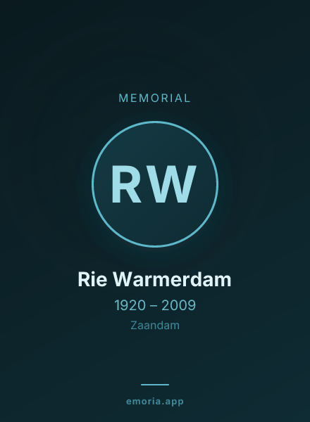 Memorial portrait of Rie Warmerdam