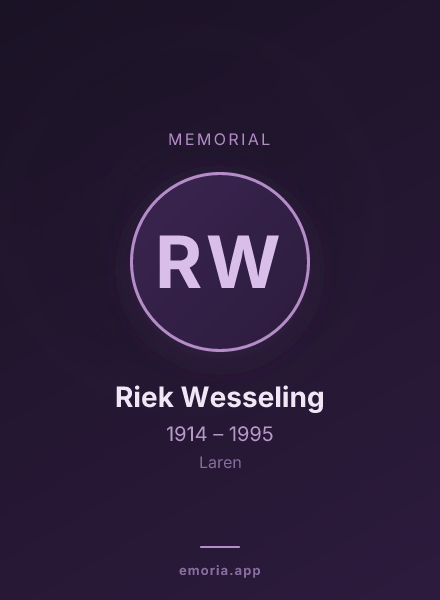 Memorial portrait of Riek Wesseling