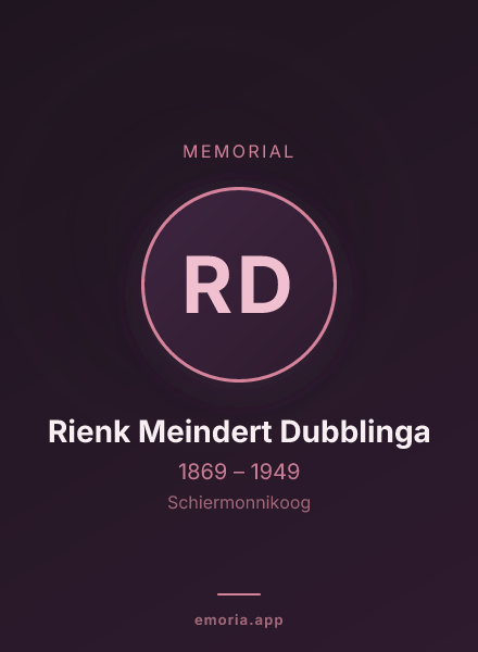Memorial portrait of Rienk Meindert Dubblinga