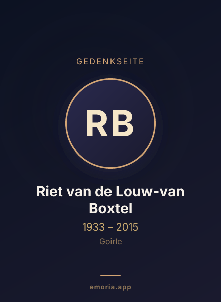 Gedenkportrait von Riet van de Louw-van Boxtel