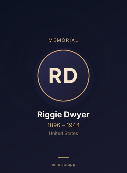 Memorial portrait of Riggie Dwyer