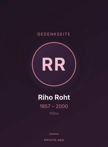 Gedenkportrait von Riho Roht