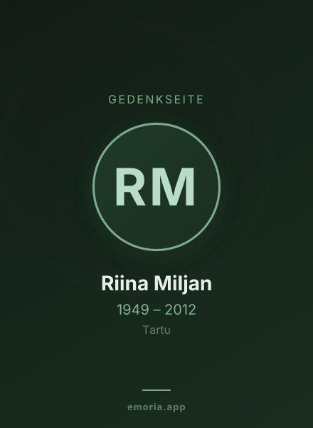 Gedenkportrait von Riina Miljan