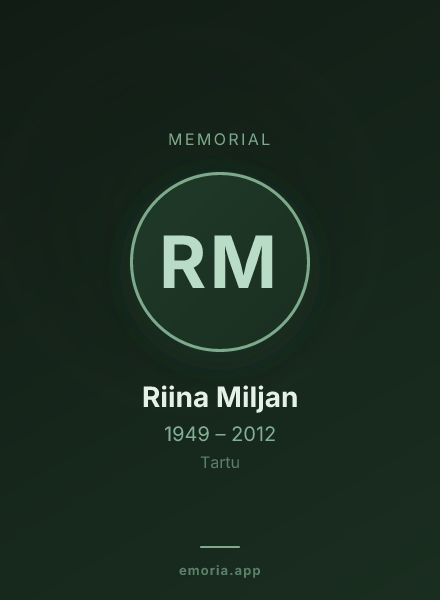 Memorial portrait of Riina Miljan
