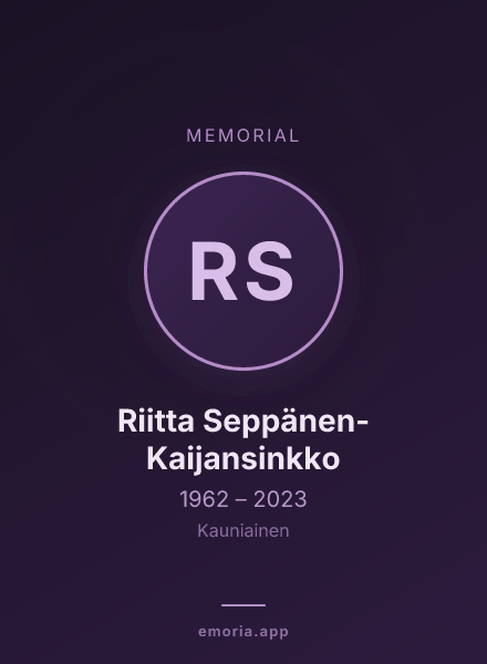 Memorial portrait of Riitta Seppänen-Kaijansinkko
