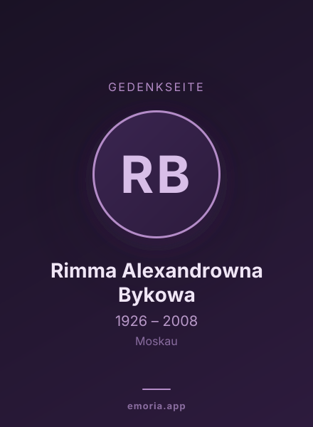 Gedenkportrait von Rimma Alexandrowna Bykowa
