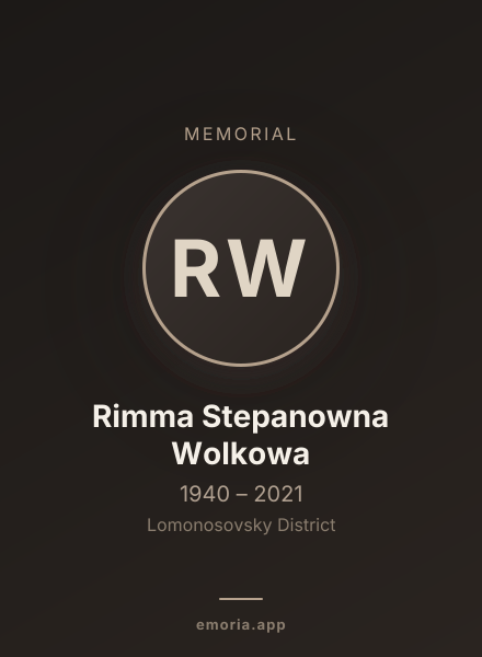 Memorial portrait of Rimma Stepanowna Wolkowa