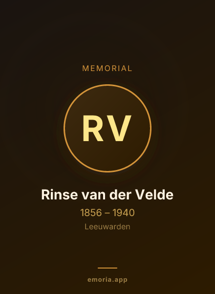 Memorial portrait of Rinse van der Velde