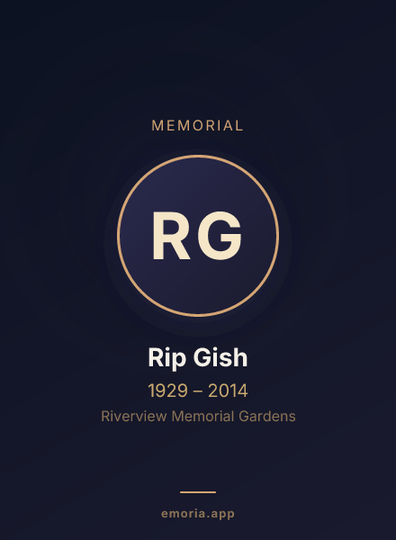 Memorial portrait of Rip Gish